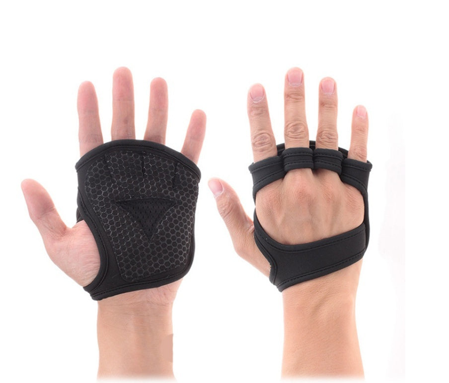Black Breathable Gym Half Finger Protector Gloves