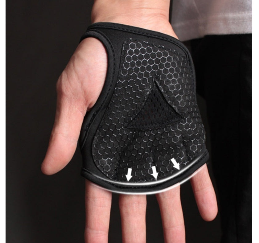 Black Breathable Gym Half Finger Protector Gloves