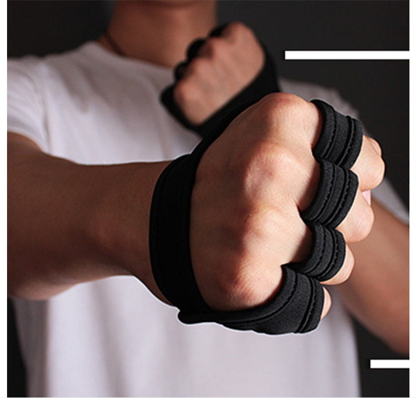 Black Breathable Gym Half Finger Protector Gloves