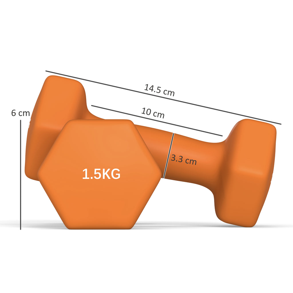 Orange Non-Slip Gym Dumbbells Set
