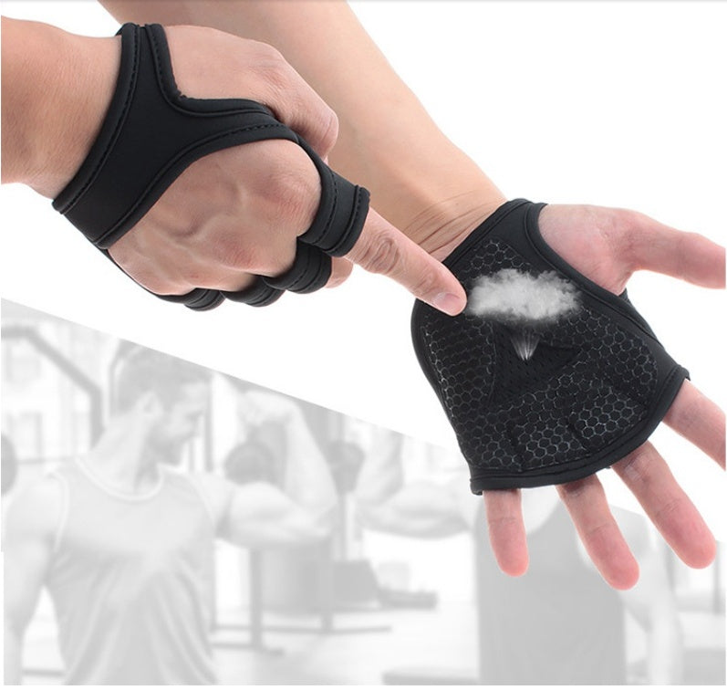 Black Breathable Gym Half Finger Protector Gloves
