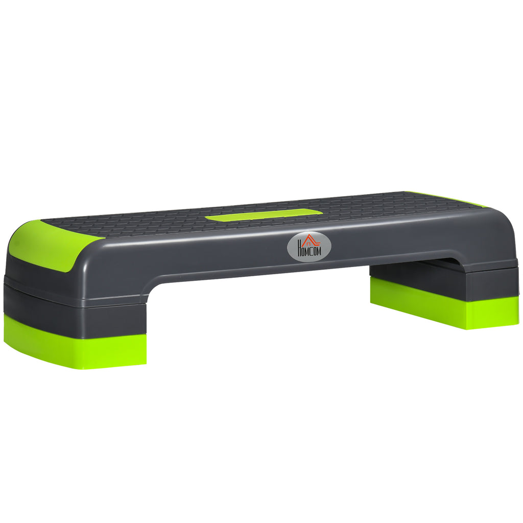 Aerobic Step With 3-Level Adjustable Heights For Home, Office Exercise, Grey And Green