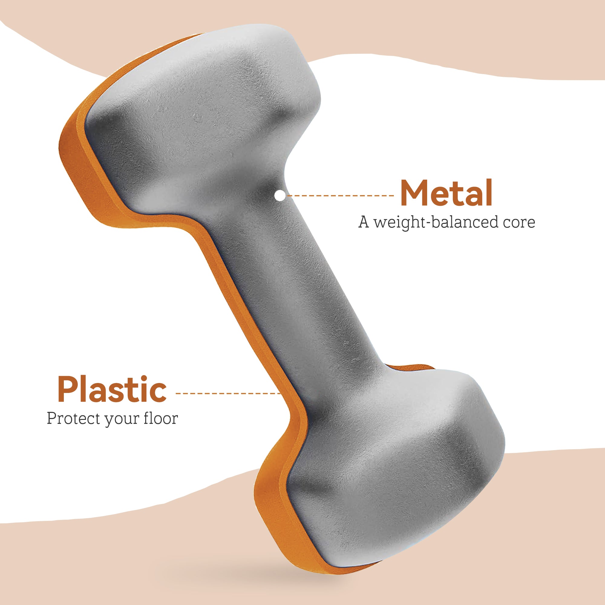Orange Non-Slip Gym Dumbbells Set