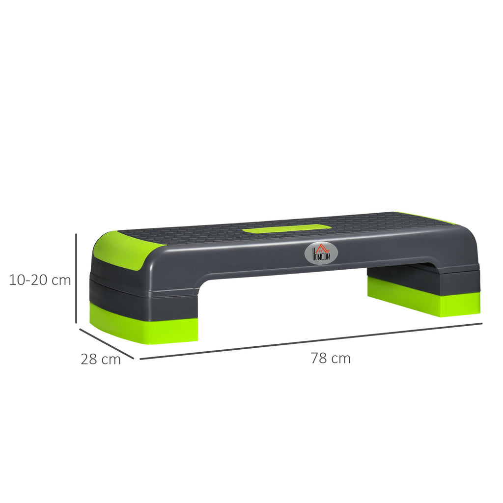 Aerobic Step With 3-Level Adjustable Heights For Home, Office Exercise, Grey And Green
