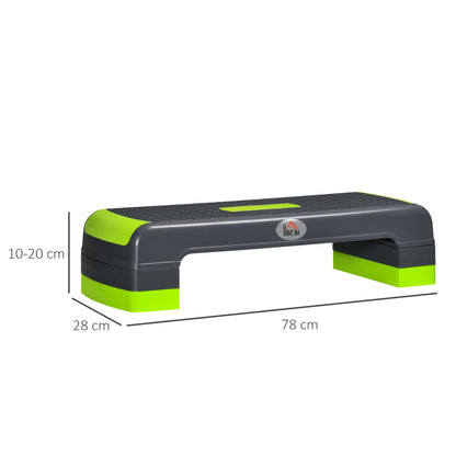 Aerobic Step With 3-Level Adjustable Heights For Home, Office Exercise, Grey And Green